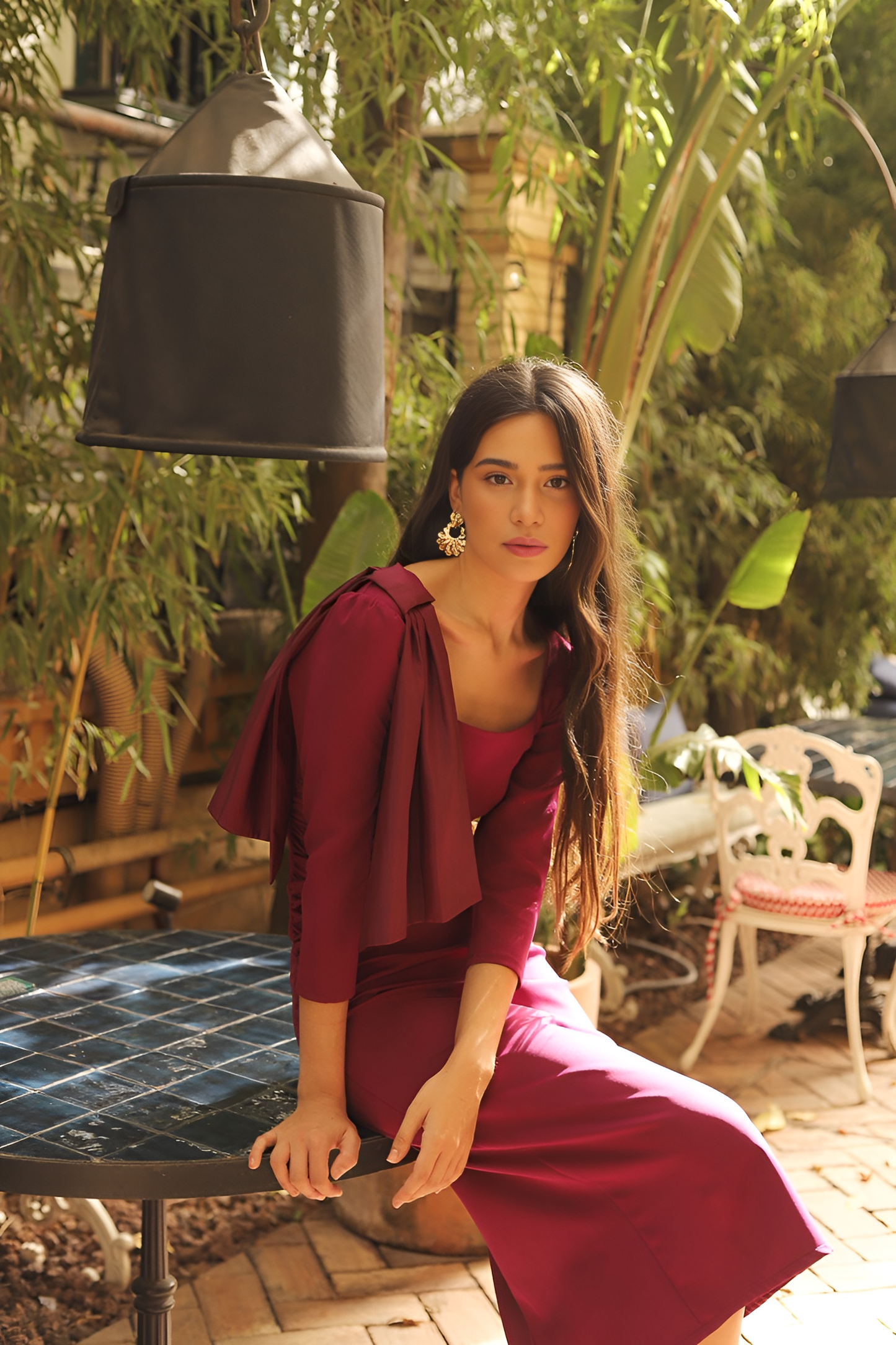 Alma Burgundy Dress